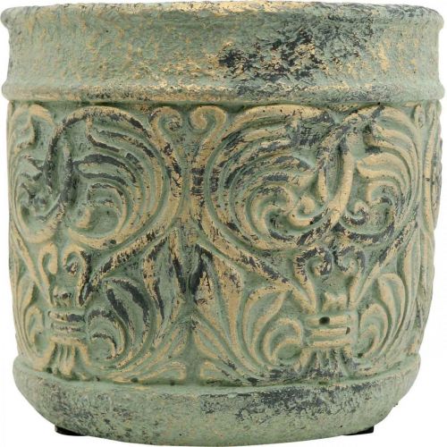Floristik24 Fioriera aspetto antico vaso in cemento verde, oro Ø11cm H12,5cm