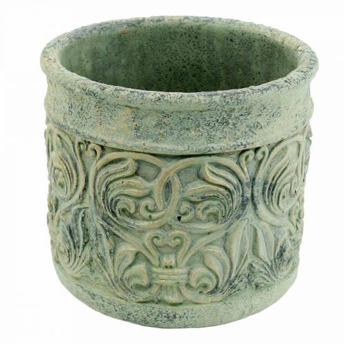 Floristik24 Fioriera aspetto antico verde, vaso da fiori in cemento dorato Ø13,5 cm H14,5 cm