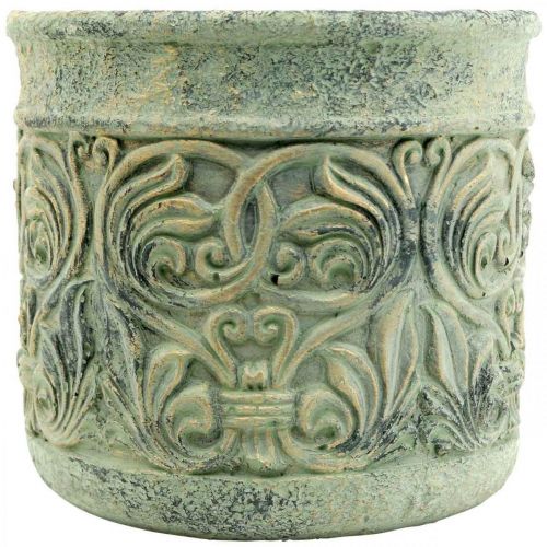 Floristik24 Fioriera aspetto antico verde, vaso da fiori in cemento dorato Ø13,5 cm H14,5 cm