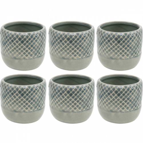 Floristik24 Mini fioriera, lanterna in ceramica, vaso per piante, decorazione in ceramica con motivo a cesto Ø8,5 cm 6 pezzi