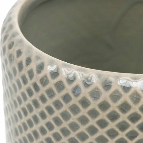 Floristik24 Fioriera in ceramica, fioriera intrecciata, vaso in ceramica Ø13cm 3pz