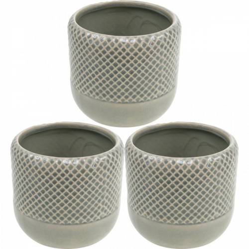 Floristik24 Fioriera in ceramica, fioriera intrecciata, vaso in ceramica Ø13cm 3pz