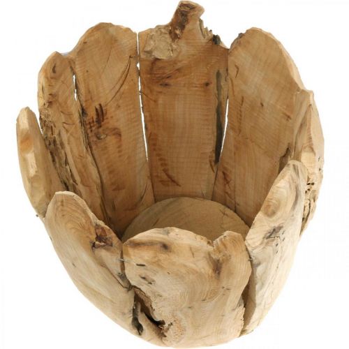 Floristik24 Portavaso in legno di Paulownia, cachepot, decoro in legno H32cm Ø28cm