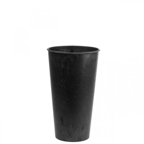 Floristik24 Vaso da tavolo Vaso in plastica nera antracite Ø15cm H24cm