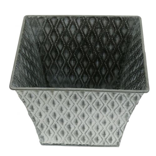 Prodotto vaso di zinco con motivo a diamante H15cm