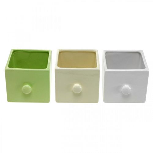 Prodotto Fioriera in ceramica, cassetto per piantare, quadrato, 12×10,5×9,5 cm 3 pz
