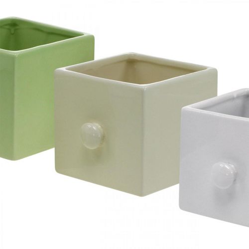 Prodotto Fioriera in ceramica, cassetto per piantare, quadrato, 12×10,5×9,5 cm 3 pz