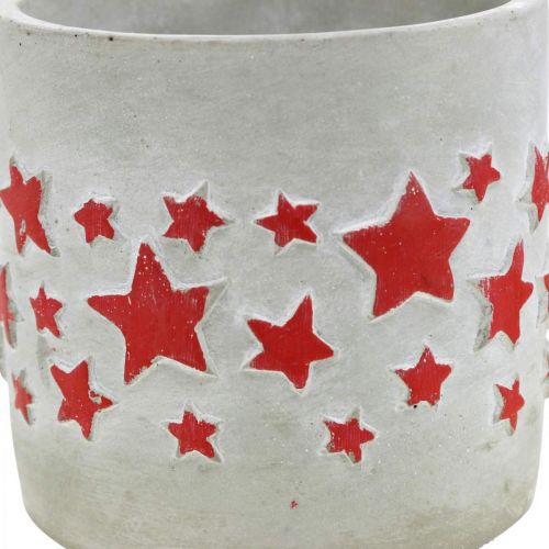 Prodotto Decorazione in ceramica motivo a stella, fioriera, aspetto cemento, decorazione dell&#39;Avvento Ø10,5 cm H9,5 cm 3 pezzi