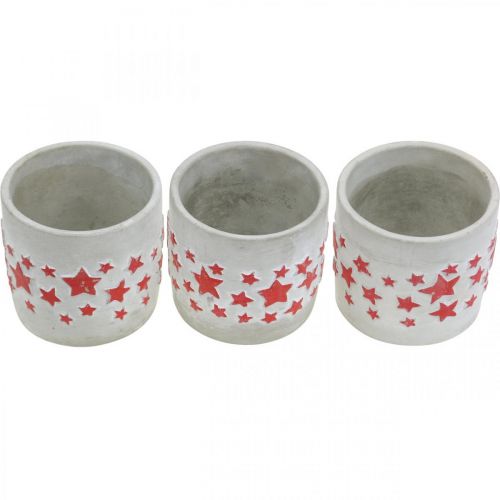 Prodotto Decorazione in ceramica motivo a stella, fioriera, aspetto cemento, decorazione dell'Avvento Ø10,5 cm H9,5 cm 3 pezzi