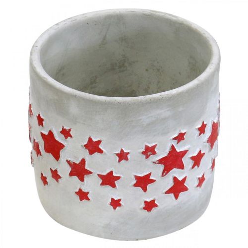 Prodotto Fioriera con stelle, decorazione in ceramica, aspetto cemento, fioriera natalizia Ø12.5cm H11cm 3 pezzi