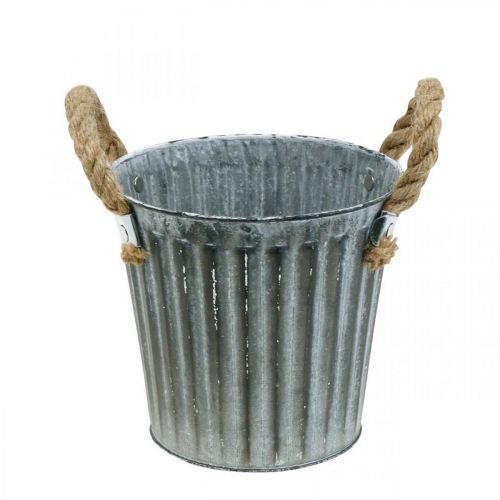 Portavasi in metallo, vaso decorativo con manici, portavasi, cachepot Ø16,5 cm