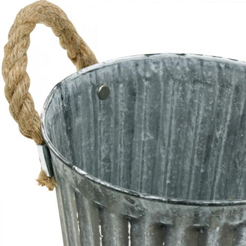 Floristik24 Vaso in metallo per piantare, cachepot, vaso per piante con manici Ø18cm