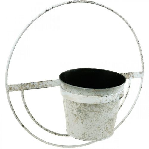 Prodotto Fioriera shabby chic da parete in metallo bianco con sospensione Ø37cm