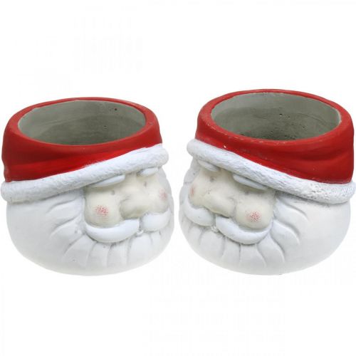 Floristik24 Fioriera Babbo Natale vaso da fiori Natale in cemento H10cm 2 pezzi