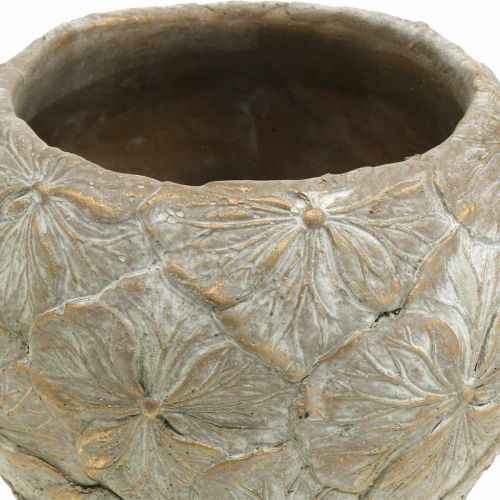 Floristik24 Vaso di fiori in cemento motivo fiore piccolo aspetto vintage Ø15cm H11cm