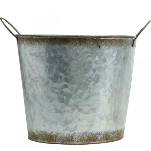 Prodotto Portavasi con manici, ciotola decorativa decorazione ruggine, vaso in metallo argento Ø26cm H25.5cm