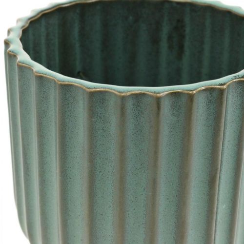 Floristik24 Vaso per piante, vaso in ceramica, fioriera ondulata verde, marrone Ø11.5cm H12.5cm