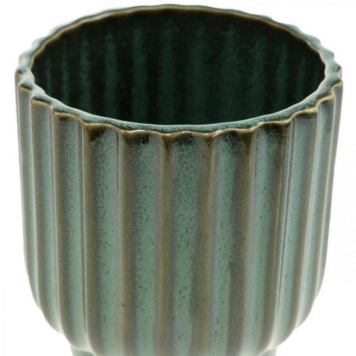 Floristik24 Mini vaso di fiori, fioriera in ceramica, fioriera ondulata verde, marrone Ø8cm H8.5cm