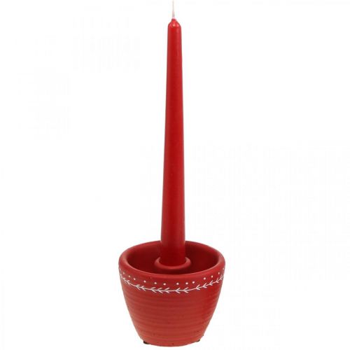 Floristik24 Cachepot rosso con portacandele Vaso decorativo cemento Ø10cm H8cm 4 pezzi