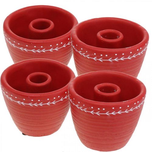 Floristik24 Cachepot rosso con portacandele Vaso decorativo cemento Ø10cm H8cm 4 pezzi