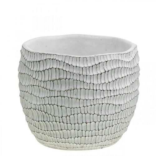 Fioriera in cemento bianco vintage a nido d&#39;ape vaso di fiori decorativo H15cm Ø15cm