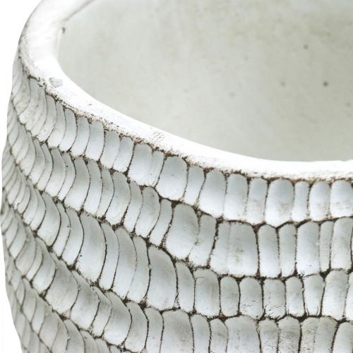 Prodotto Fioriera in cemento bianco vintage vaso di fiori bianco a nido d&#39;ape H17,5 cm Ø18,5 cm