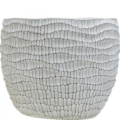Prodotto Fioriera in cemento bianco vintage vaso di fiori bianco a nido d&#39;ape H17,5 cm Ø18,5 cm
