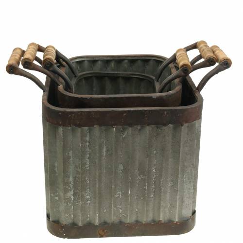 Prodotto Fioriera con manici, stile industriale quadrato 36 / 31,5/24 cm, set di 3
