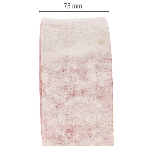Cerniera per vaso bicolore realizzata in 100% lana con un nastro decorativo in feltro, bianco/rosso, larga 7,5 cm e lunga 5 m. | Floristik24.it