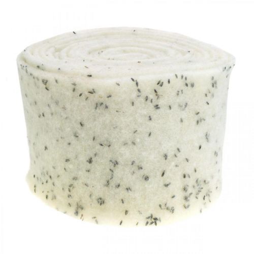 Floristik24 Nastro in feltro con fiori di lavanda, nastro decorativo, nastro per vasi, feltro di lana bianco crema 15 cm 5 m