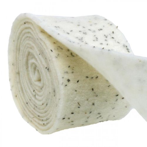 Nastro in feltro con fiori di lavanda, nastro decorativo, nastro per vasi, feltro di lana bianco crema 15 cm 5 m