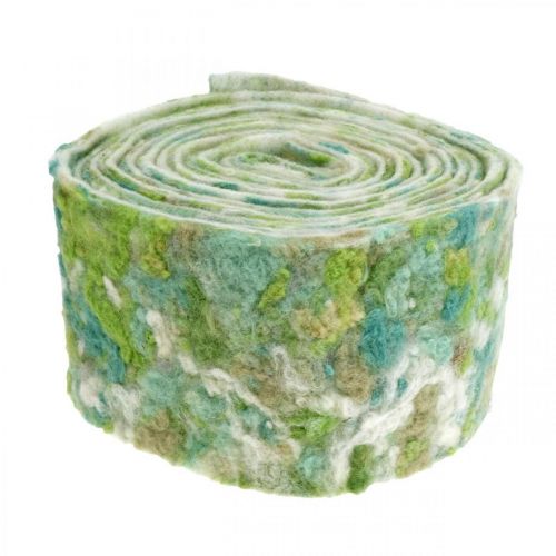 Floristik24 Nastro per vasi, decorazione primaverile, nastro in feltro verde, blu, bianco screziato 15cm 5m