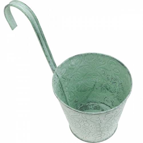 Floristik24 Vaso da fiori per appendere vaso per piante effetto vintage verde bianco lavato Ø11,5 cm