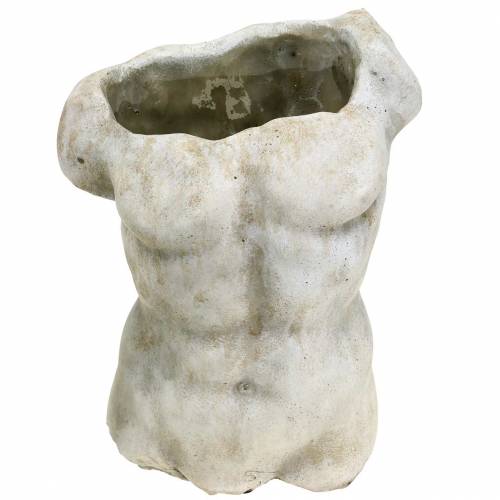 Floristik24 Vaso per piante torso maschio grigio 19 × 13,5 cm H28 cm