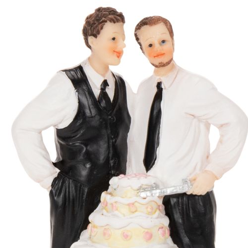 Decorazione per torta raffigurante una coppia di uomini con torta, 16,5 cm | Floristik24.it