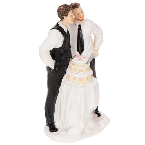 Decorazione per torta raffigurante una coppia di uomini con torta, 16,5 cm | Floristik24.it