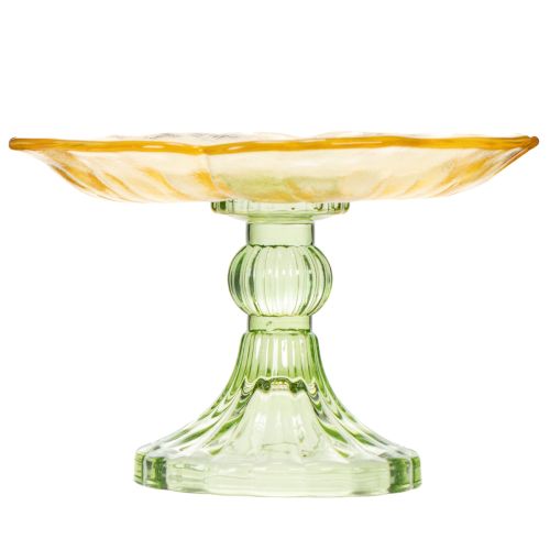 Prodotto Piatto decorativo in vetro con piede, motivo floreale, ideale per presentazioni festive, 15 cm