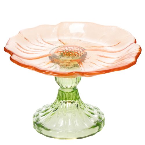 Floristik24 Piatto decorativo in vetro con piede, motivo floreale per una decorazione elegante della tavola e un decoro estivo, 15 cm