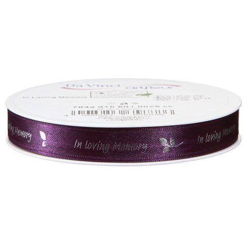 Prodotto Nastro da lutto in argento viola in memoria d&#39;amore 15 mm 25 m