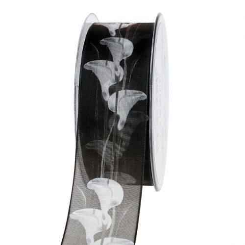 Nastro da lutto nero con Calla 40mm 15m