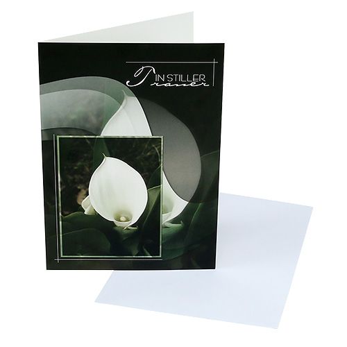 Floristik24 Cartoncini lutto con Calla &quot;In silent lourning&quot; 5pz