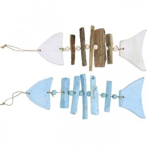 Floristik24 Decorazione marittima con pesce in legno galleggiante da appendere, set da 30 cm, composto da 2 pezzi