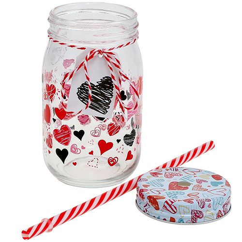 Floristik24 Bicchiere con coperchio e cannuccia H13,5cm 2 pezzi