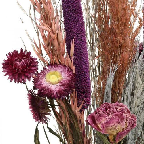 Prodotto Fiori secchi Bouquet di fiori di prato rosa e cereali 70-75cm