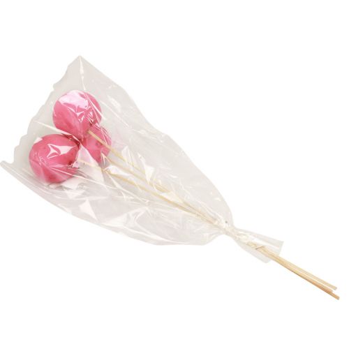 Prodotto Campane decorative con fiori secchi su gambo rosa 42 cm 3 pz