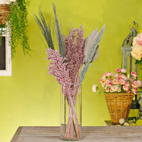 Floristik24 Set di bouquet di fiori secchi esotici bianco-rosa mix essiccazione