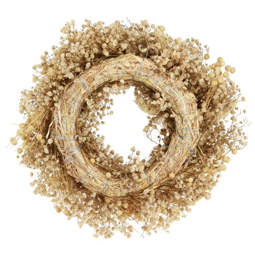 Prodotto Ghirlanda di fiori secchi sbiancata corona decorativa crema Ø25cm