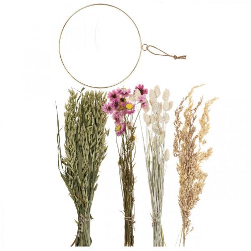 Floristik24 Anello di fiori secchi anello rosa anello di fiori secchi scatola fai da te Ø20cm