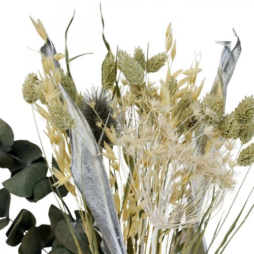 Prodotto Bouquet di fiori secchi cardo eucalipto essiccato argento 64 cm