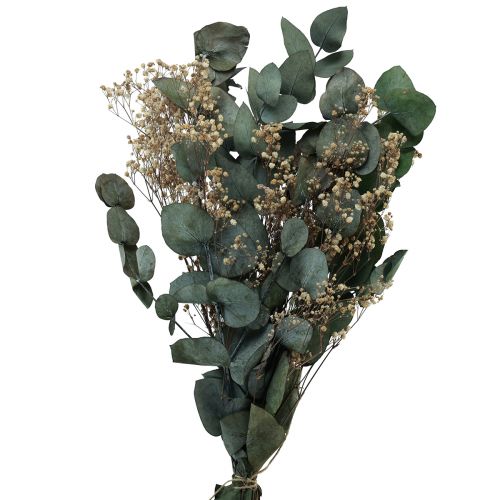 Prodotto Mazzo di fiori secchi eucalipto gypsophila conservato 50 cm verde